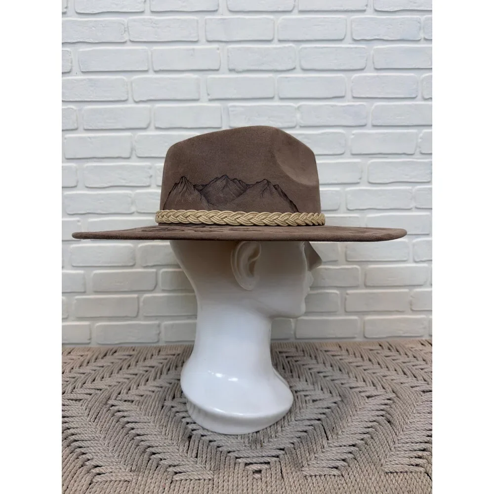 Sun Kissed Fedoras Cowgirl Hat Hand-Drawn Horse Floral Wide Brim